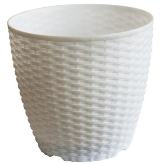 Снимка на Саксия Ø23.5х21 см бяла Kamelya Ratan HOME DECOR